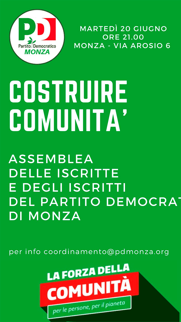 PD Monza – Assemblea degli iscritti del 20 giugno - Partito Democratico ...